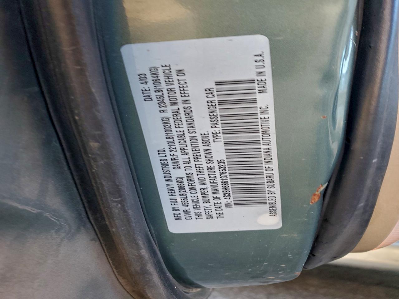 2003 SUBARU LEGACY OUTBACK LIMITED photo 12