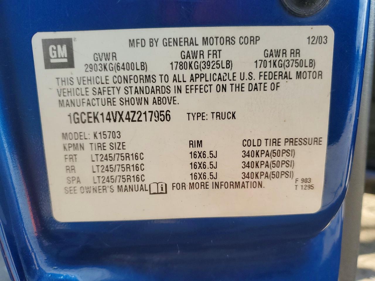 2004 CHEVROLET SILVERADO K1500 photo 12