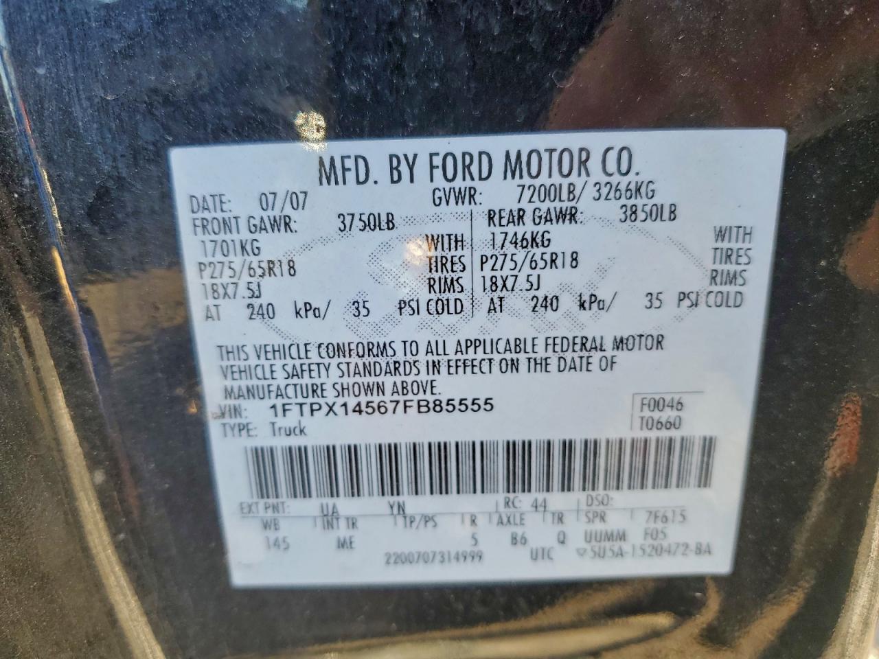 2007 FORD F150 photo 12