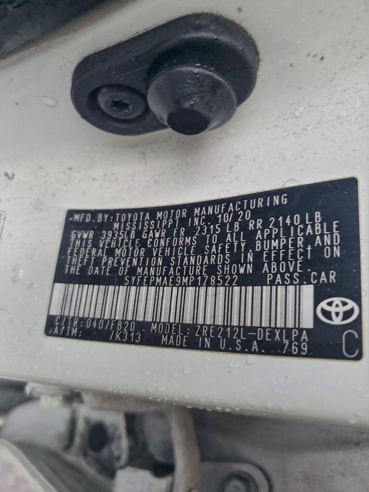 2021 TOYOTA COROLLA LE photo 12