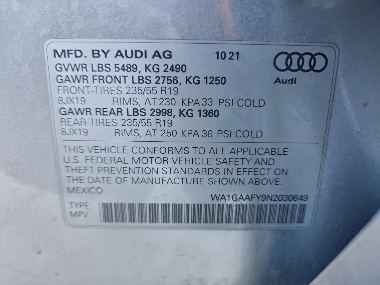 2022 AUDI Q5 PREMIUM 45 photo 14