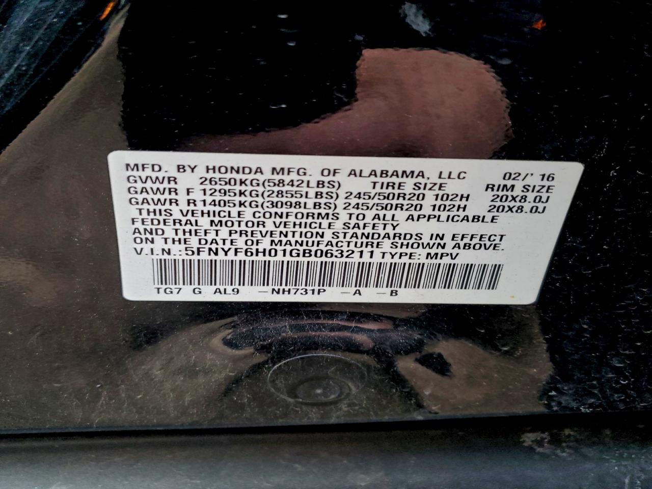 2016 HONDA PILOT ELITE photo 13