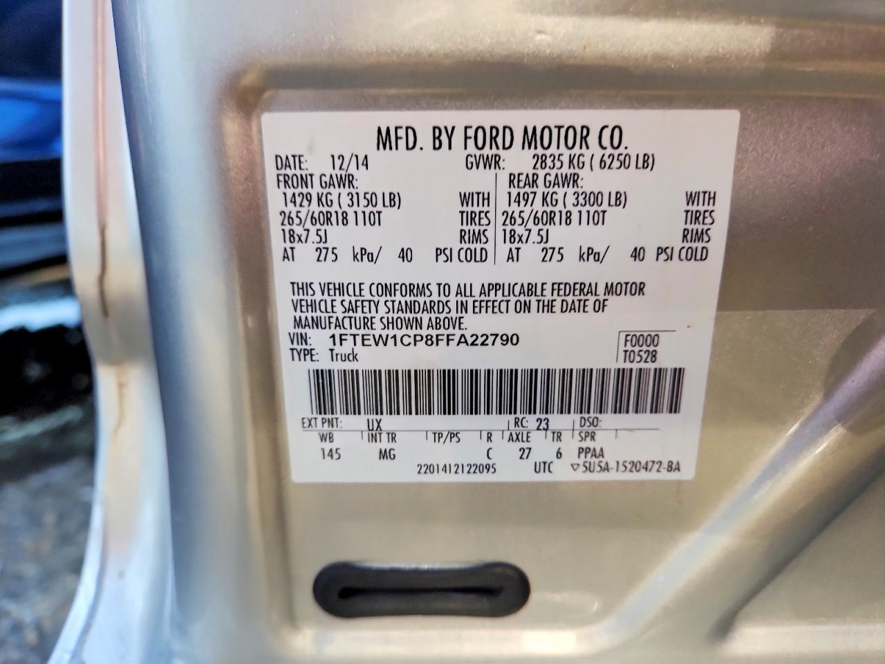 2015 FORD F150 SUPERCREW photo 12