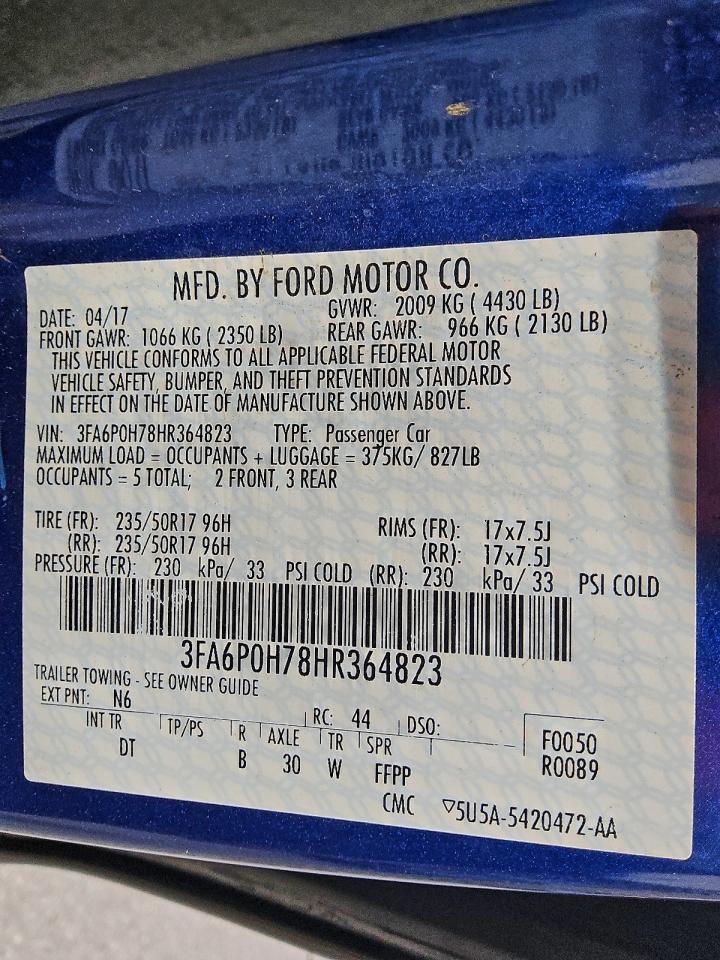 2017 FORD FUSION SE photo 12