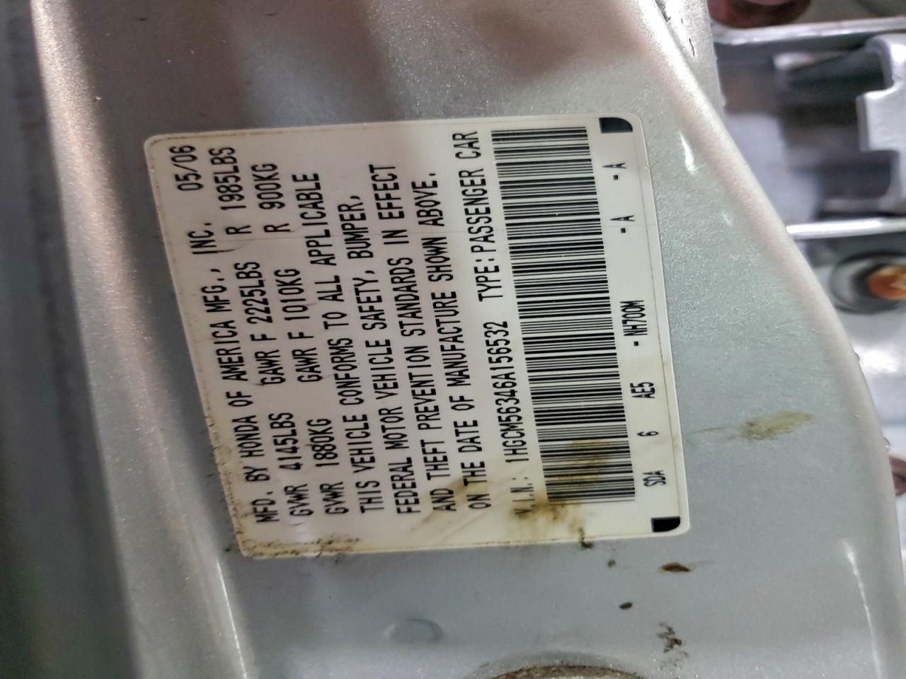 2006 HONDA ACCORD SE photo 12