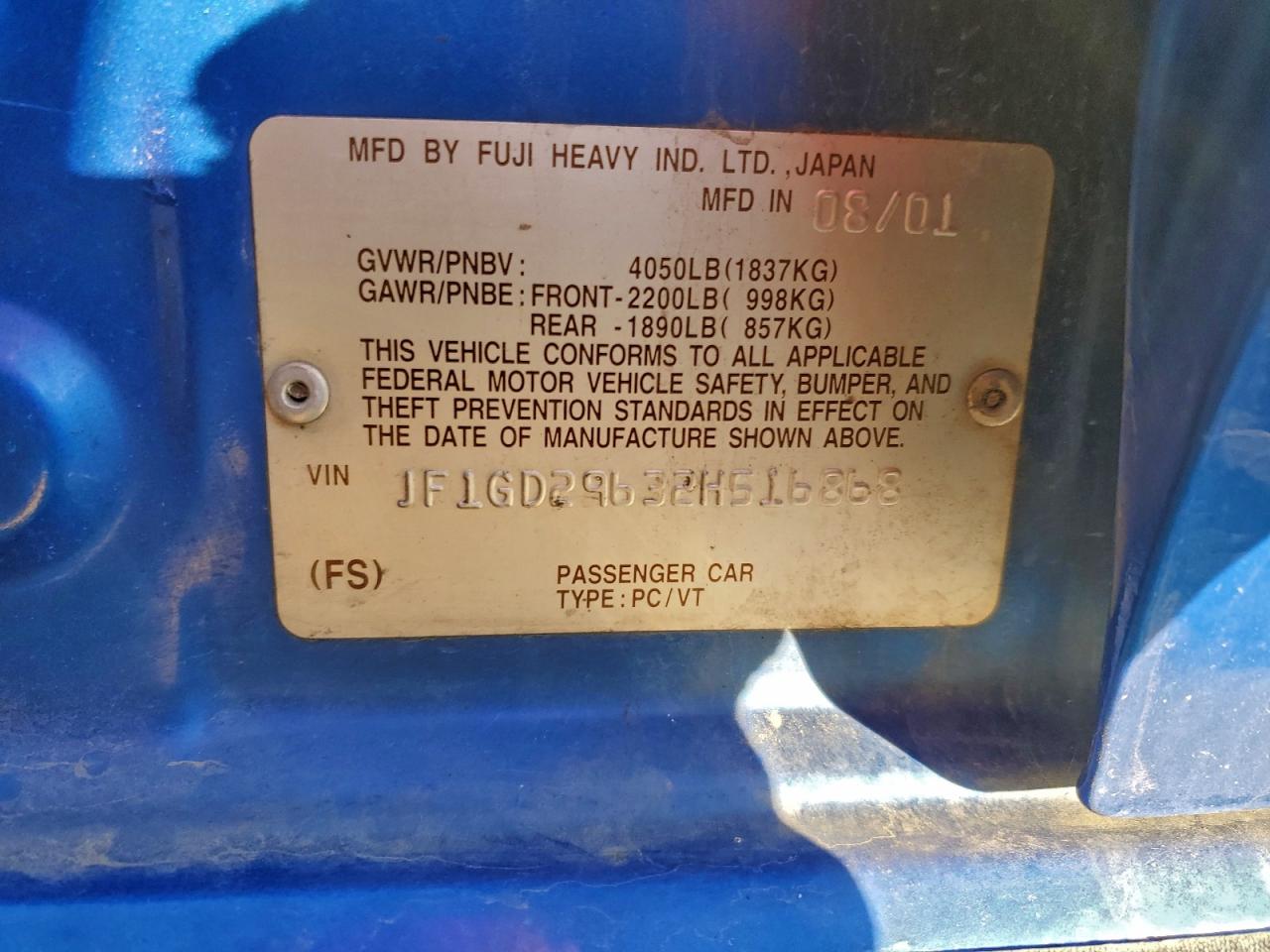 2002 SUBARU IMPREZA WRX photo 12