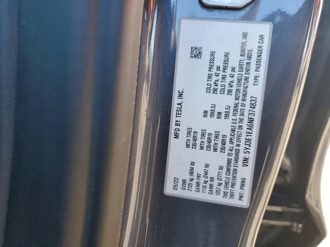 2022 TESLA MODEL 3 photo 23