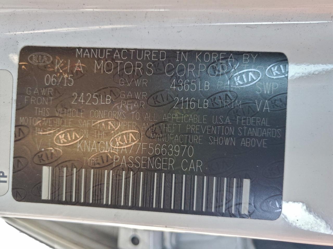 2015 KIA OPTIMA LX photo 12