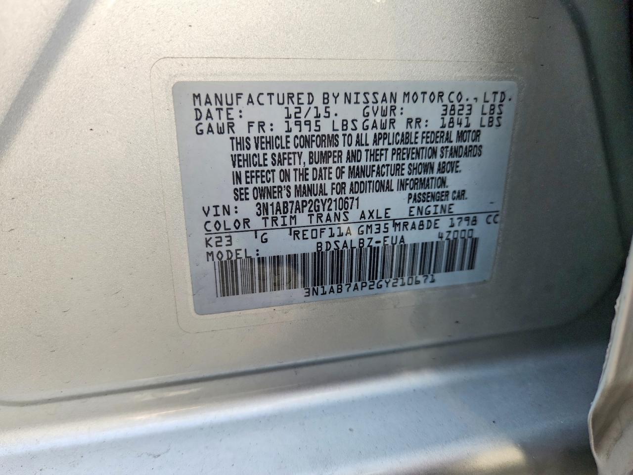 2016 NISSAN SENTRA S photo 12