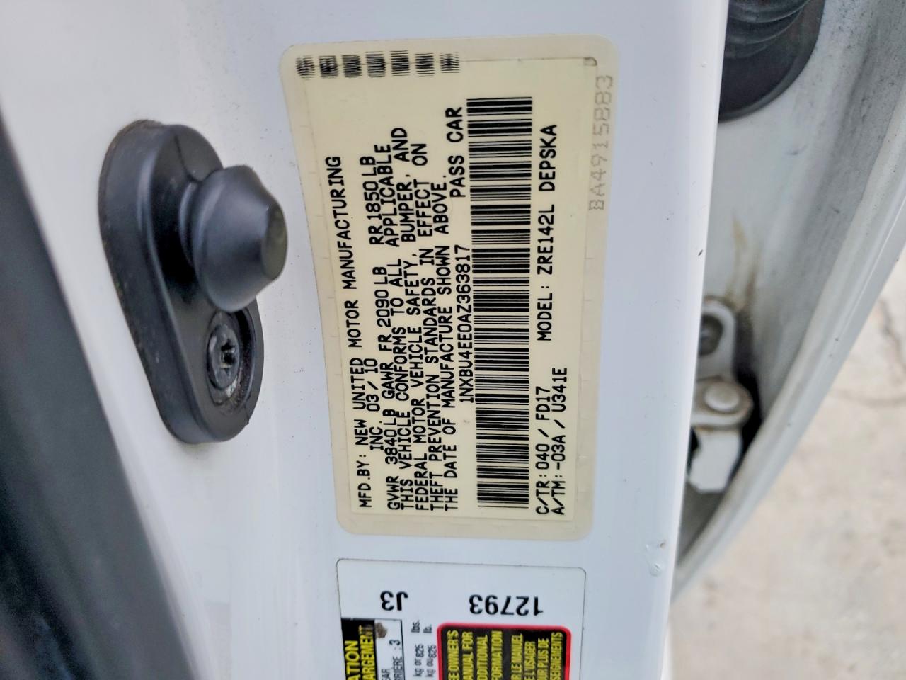 2010 TOYOTA COROLLA BASE photo 12