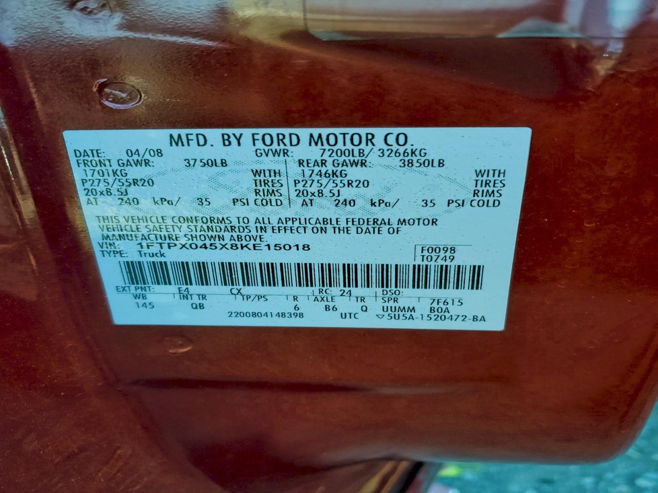 2008 FORD F150 photo 12