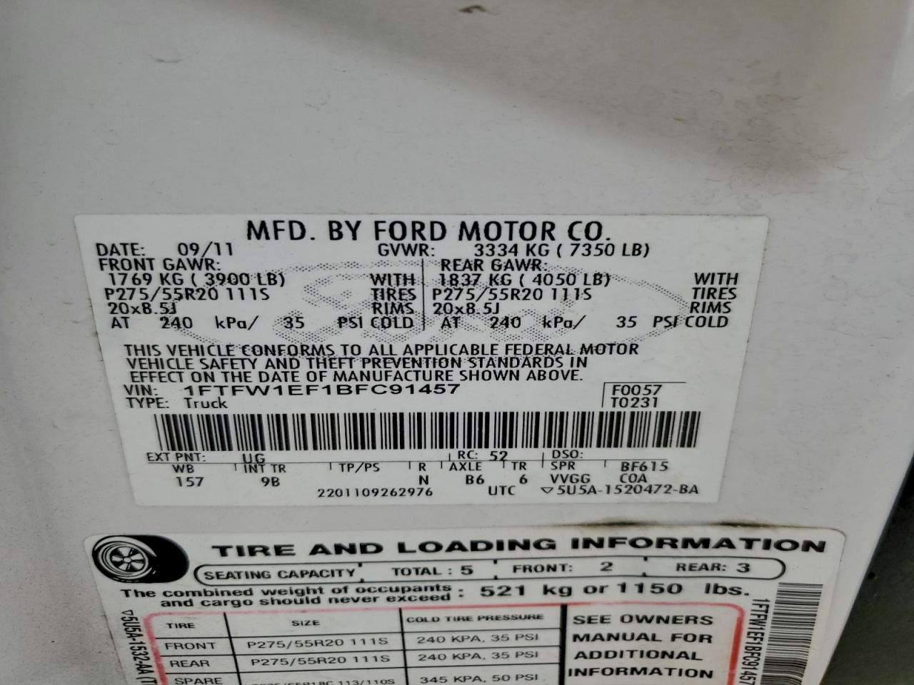 2011 FORD F150 SUPERCREW photo 12