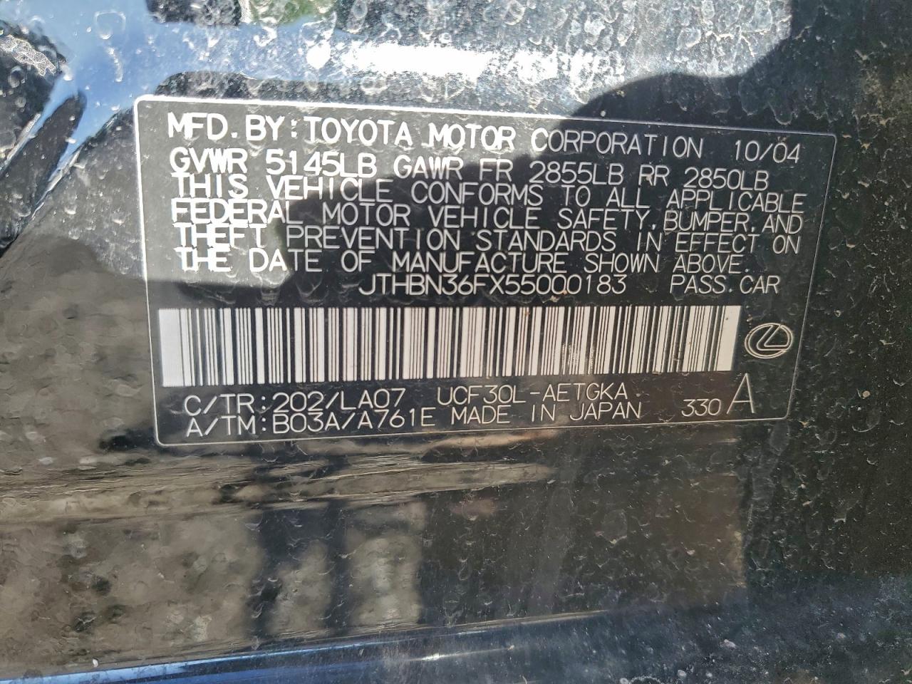 2005 LEXUS LS 430 photo 12