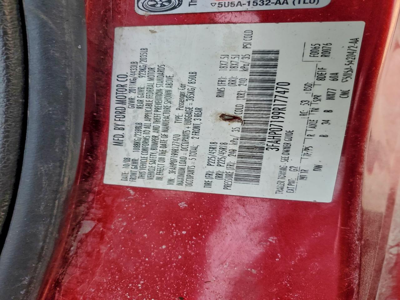 2009 FORD FUSION SE photo 12