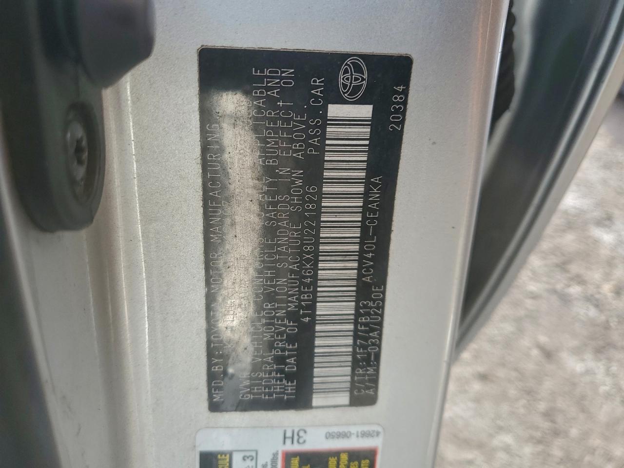 2008 TOYOTA CAMRY CE photo 13