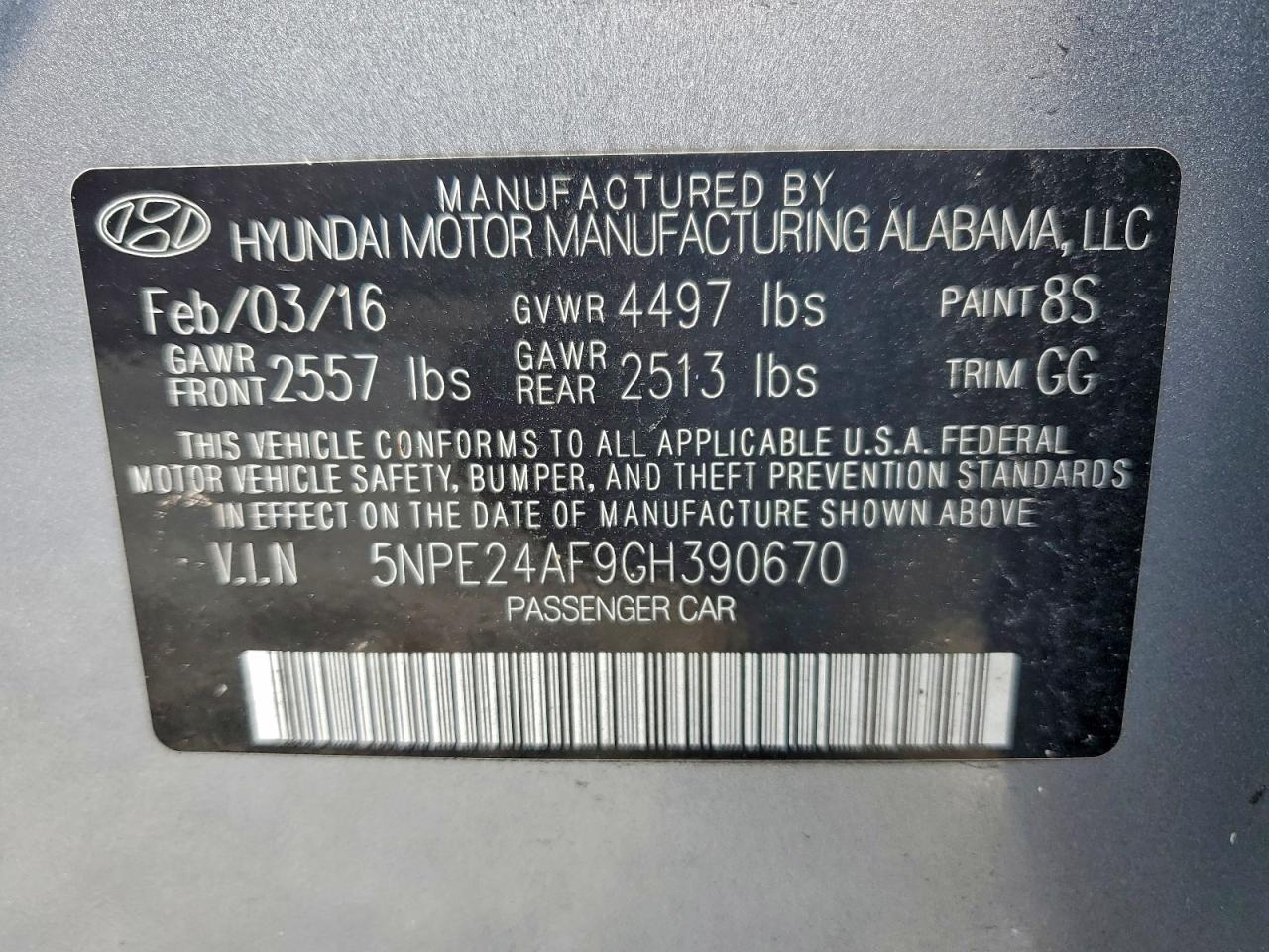 2016 HYUNDAI SONATA SE photo 12