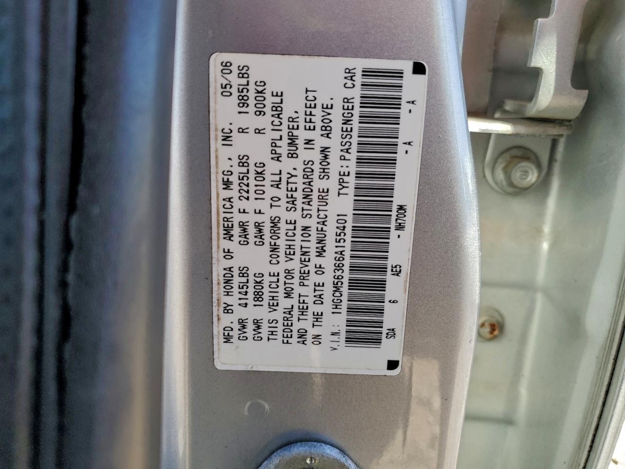 2006 HONDA ACCORD SE photo 23