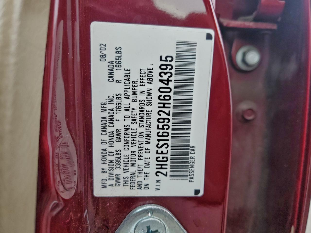 2002 HONDA CIVIC LX photo 12