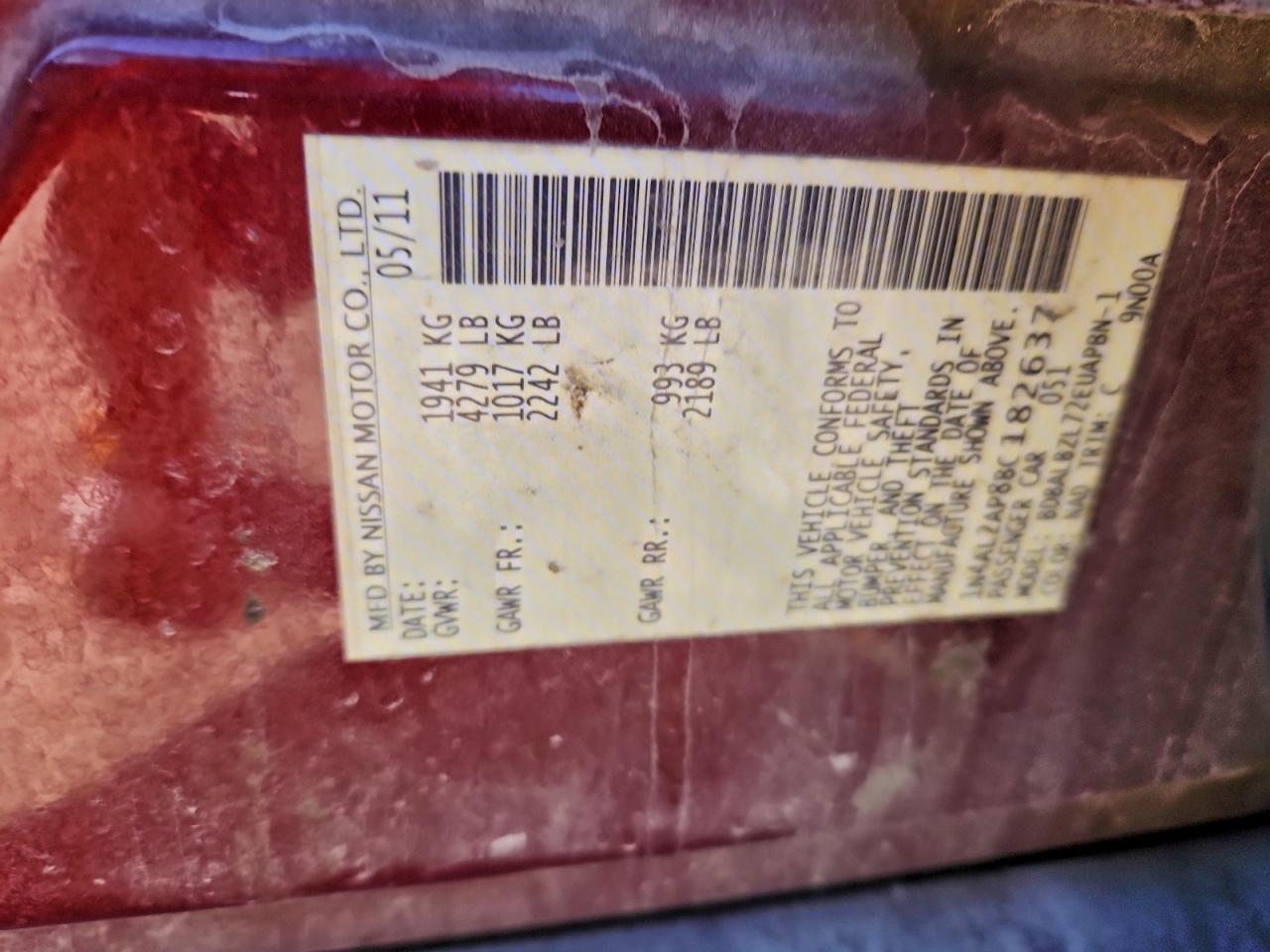 2011 NISSAN ALTIMA BASE photo 12
