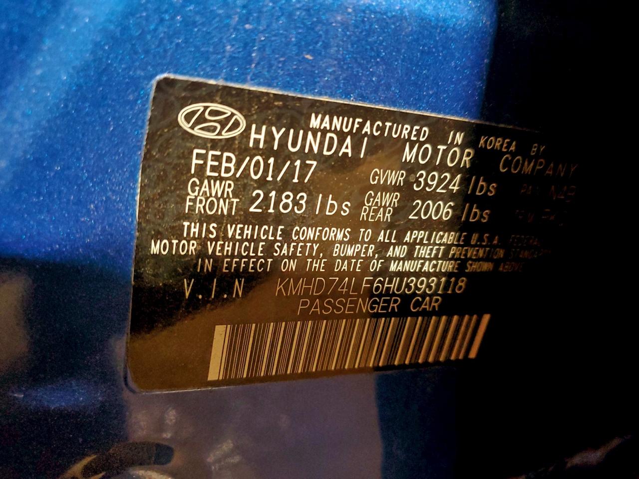 2017 HYUNDAI ELANTRA SE photo 13