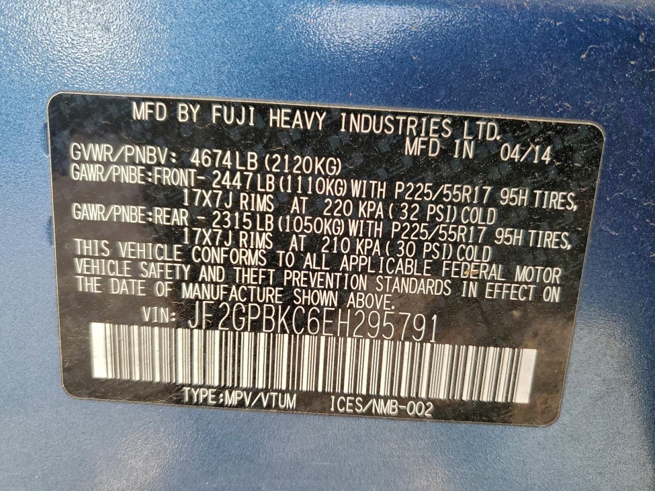 2014 SUBARU XV CROSSTREK 2.0I HYBRID TOURING photo 13