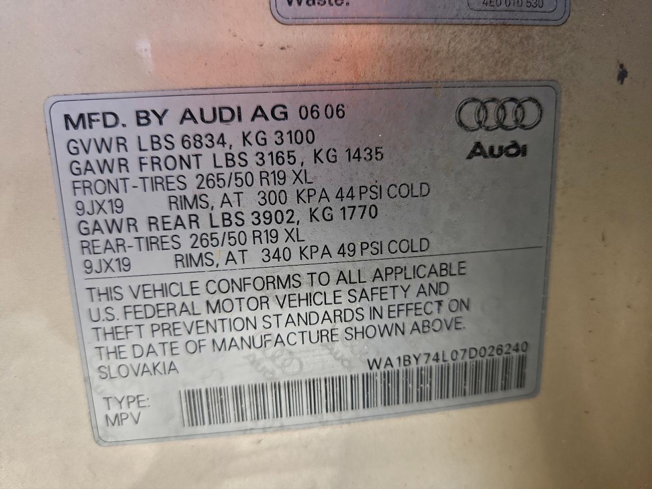 2007 AUDI Q7 3.6 QUATTRO PREMIUM photo 13