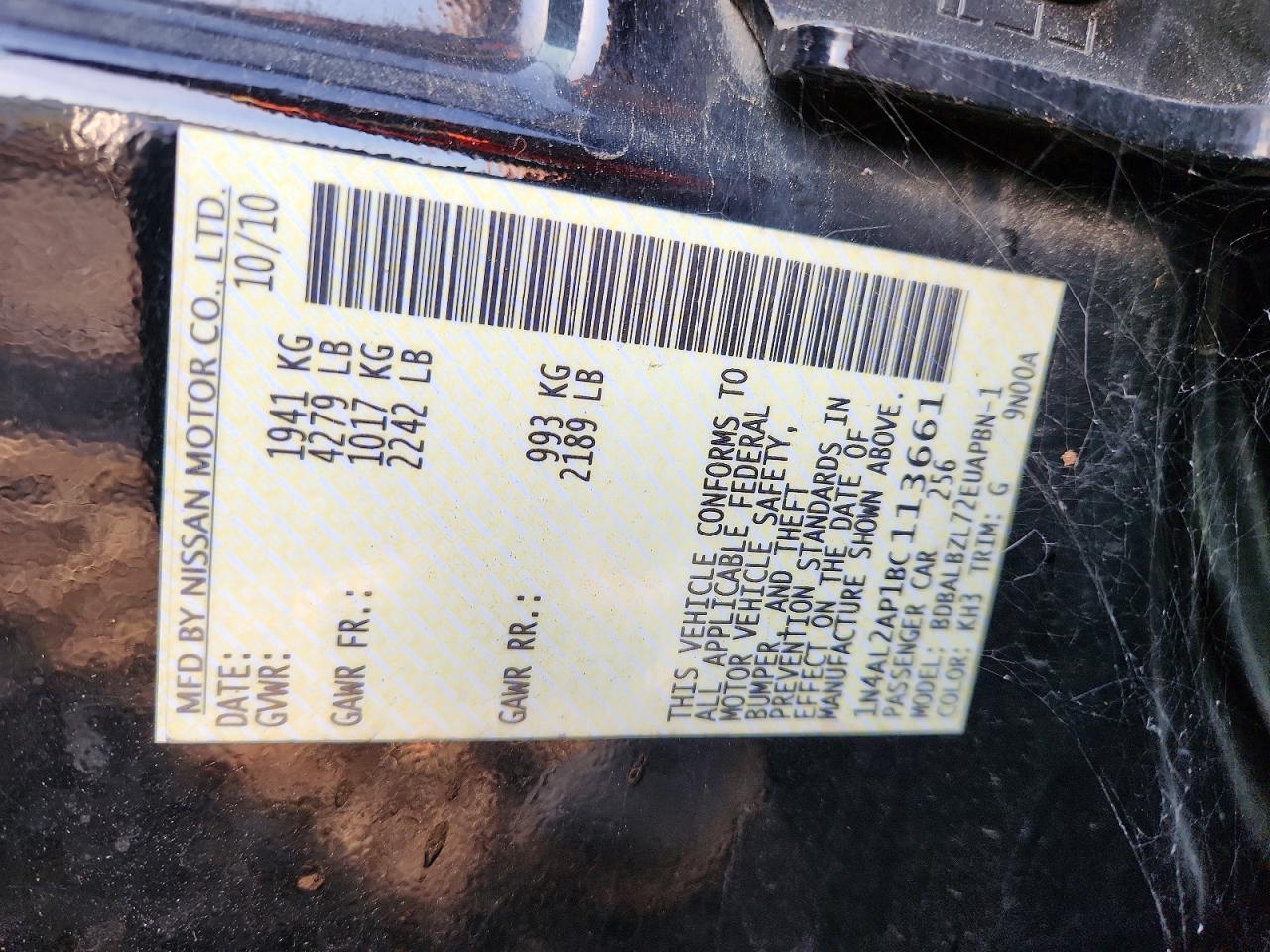 2011 NISSAN ALTIMA BASE photo 12