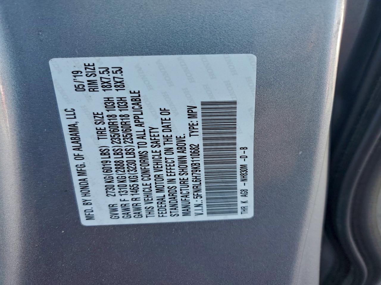 2019 HONDA ODYSSEY EXL photo 37