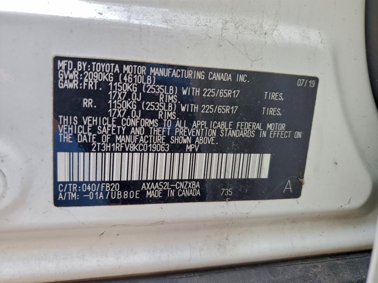 2019 TOYOTA RAV4 LE photo 12