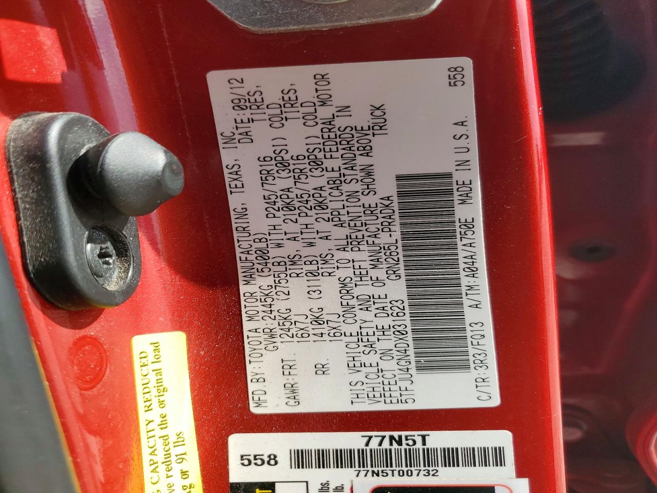 2013 TOYOTA TACOMA PRERUNNER V6 photo 13