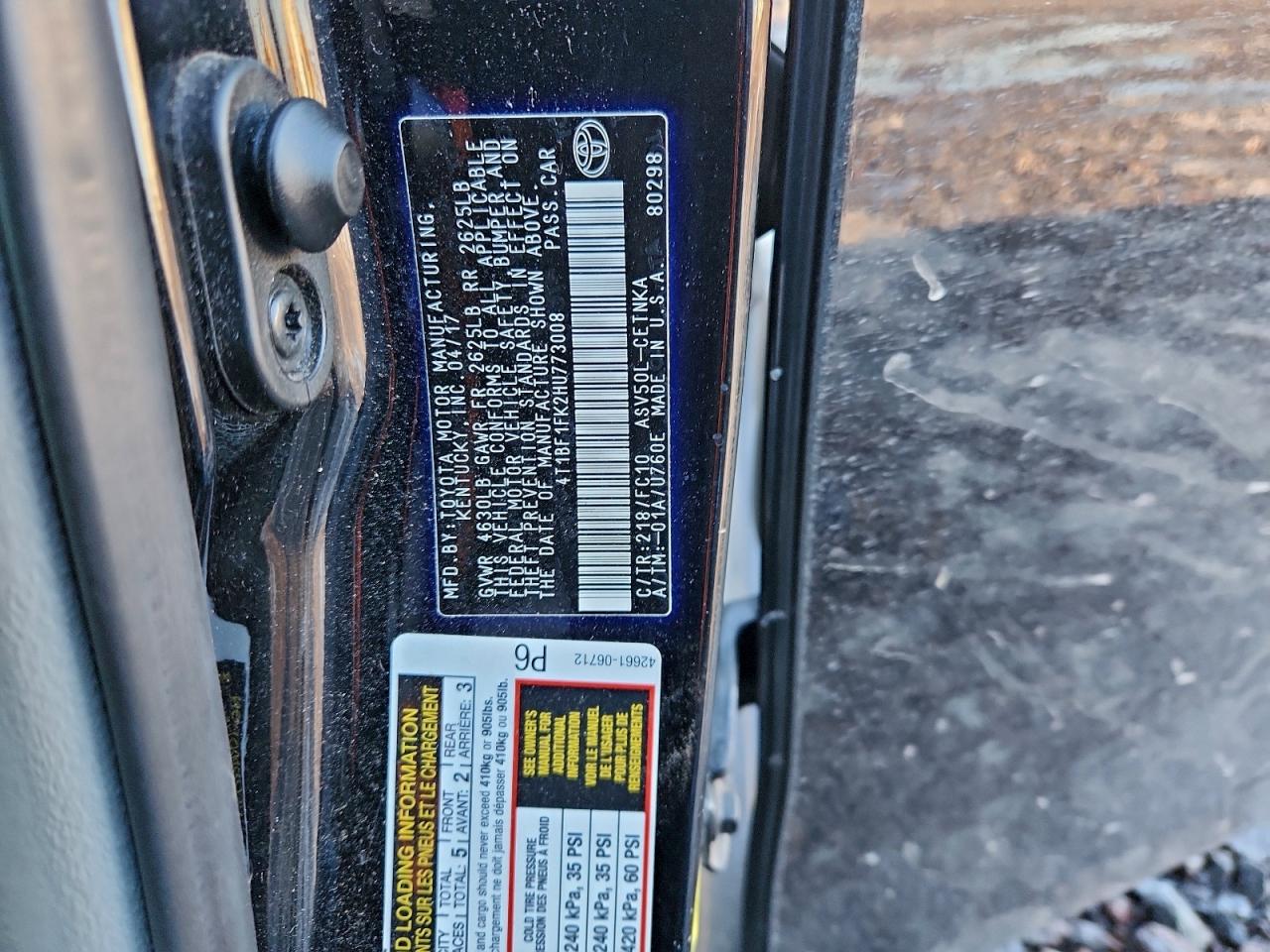 2017 TOYOTA CAMRY LE photo 12