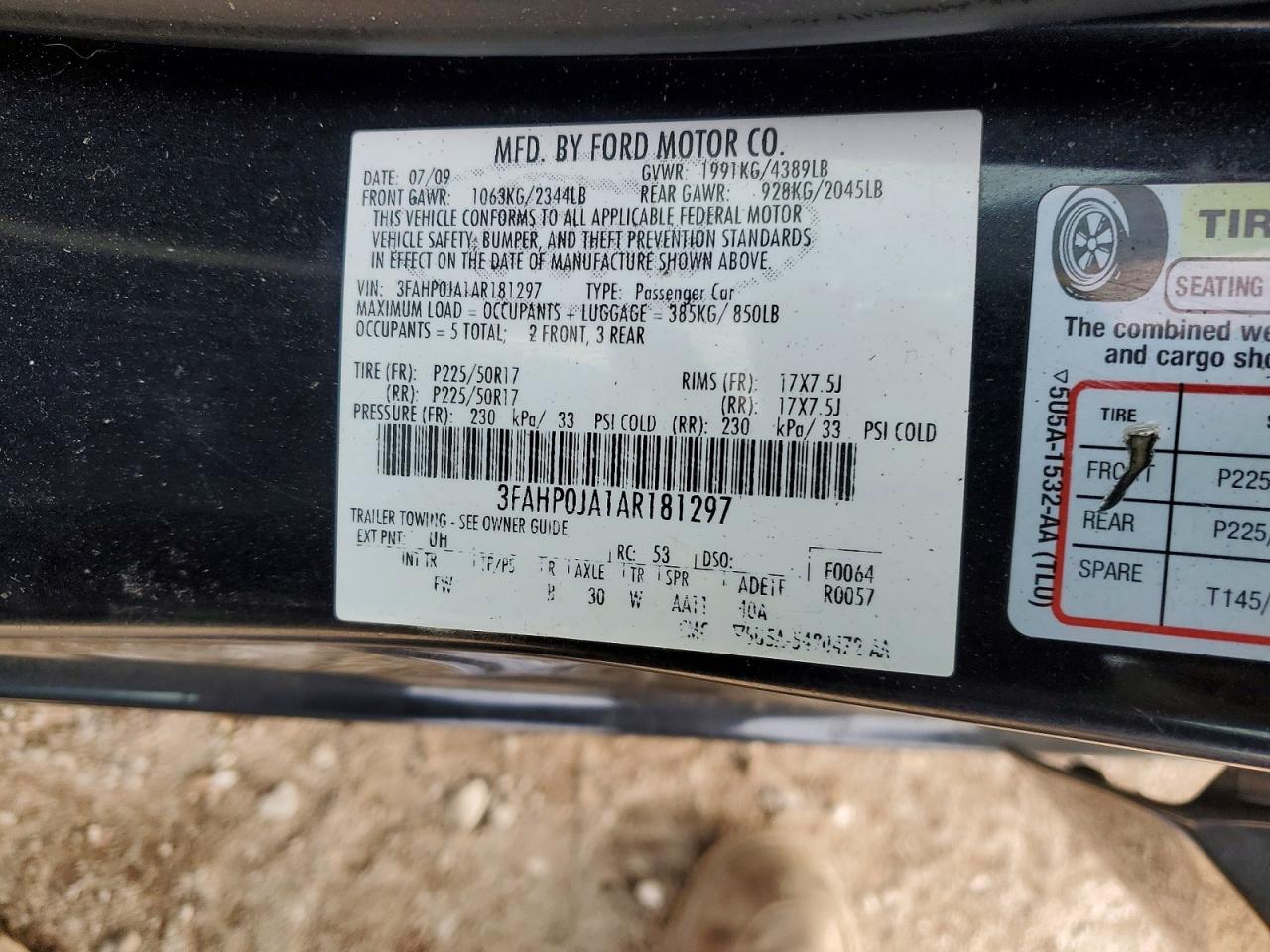 2010 FORD FUSION SEL photo 12