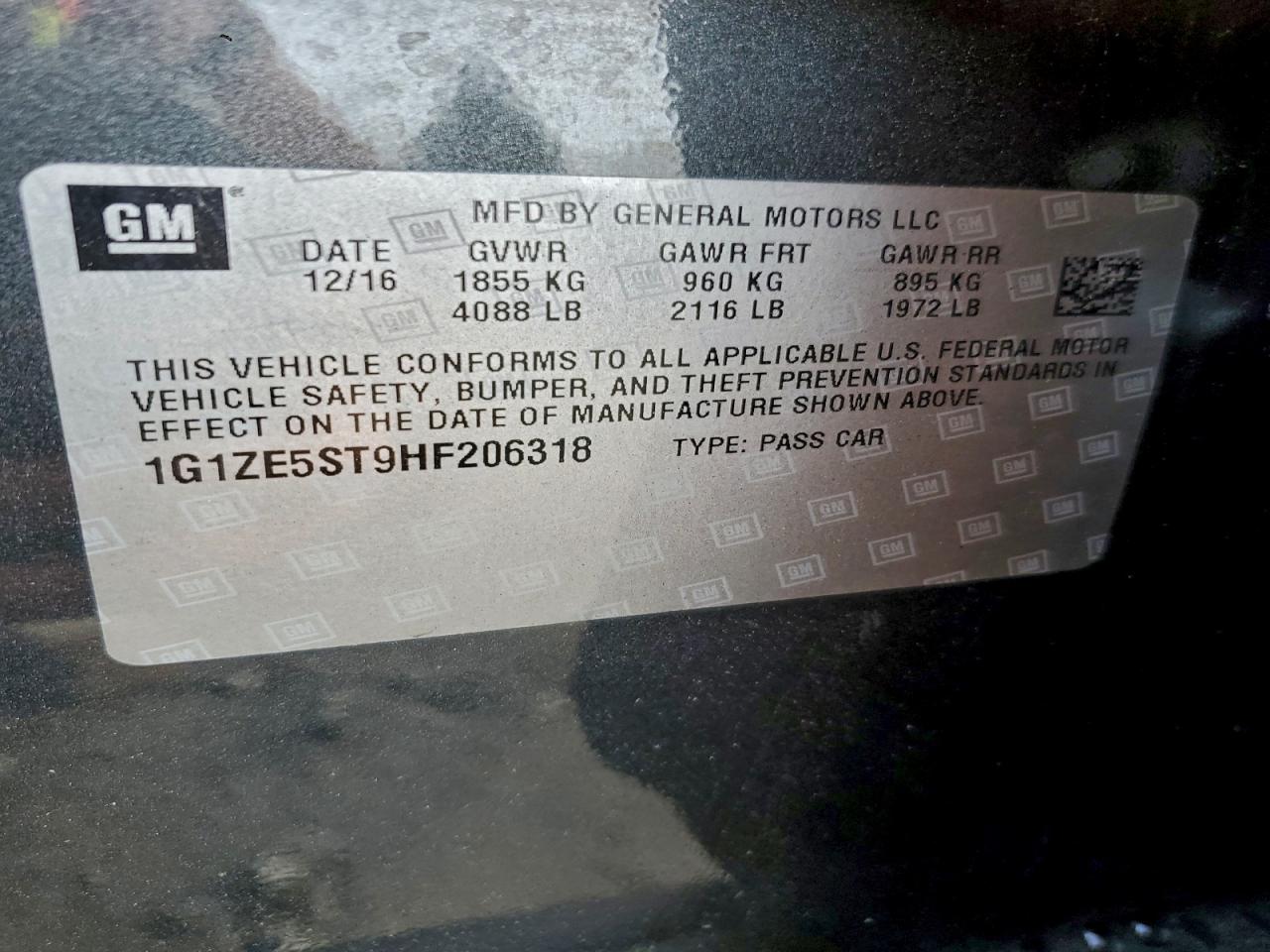 2017 CHEVROLET MALIBU LT photo 12