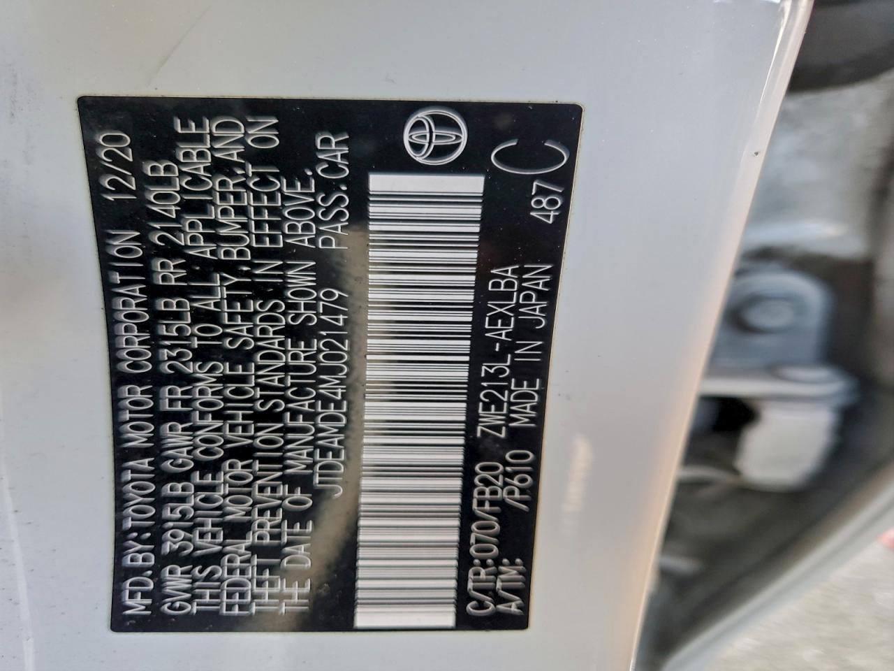 2021 TOYOTA COROLLA LE photo 13