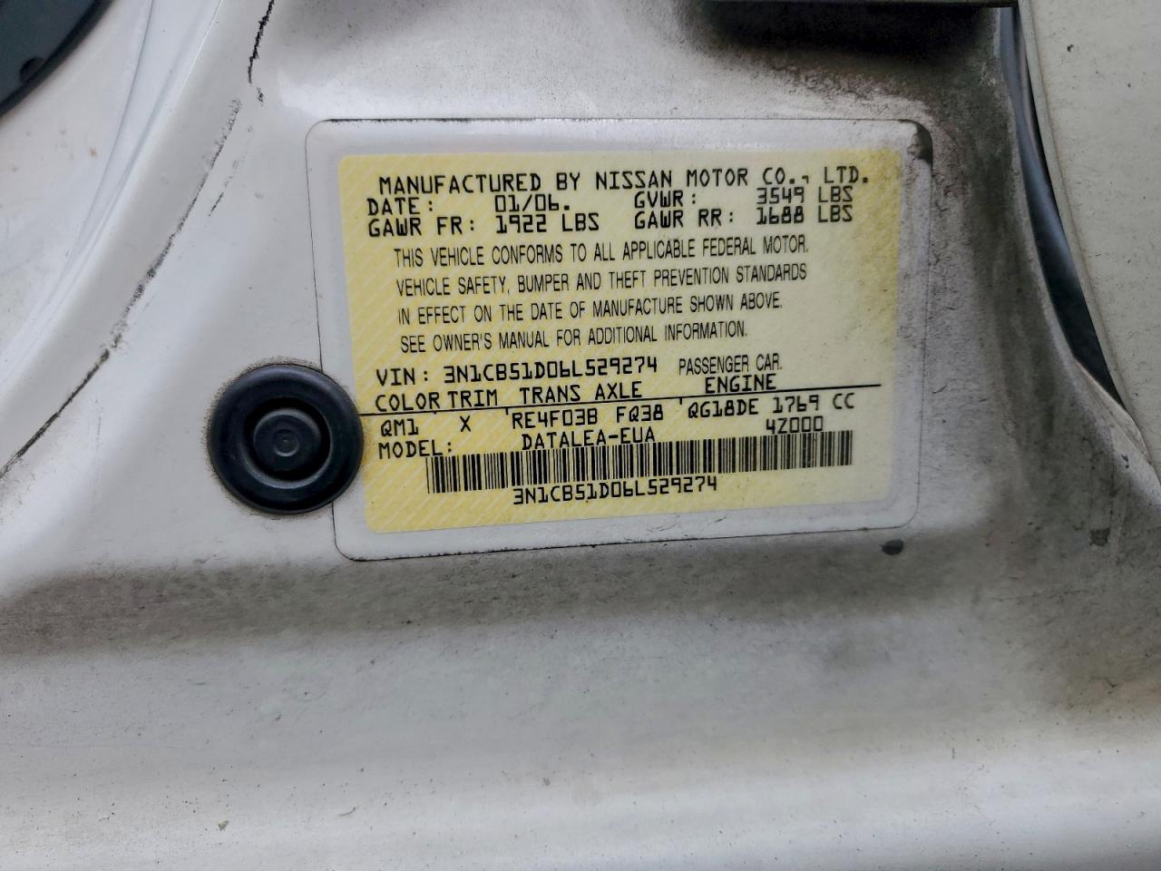 2006 NISSAN SENTRA 1.8 photo 12