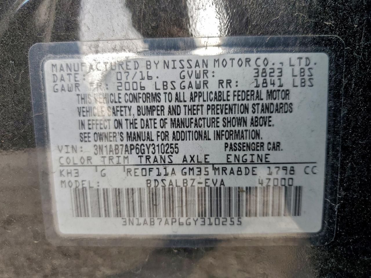 2016 NISSAN SENTRA S photo 12