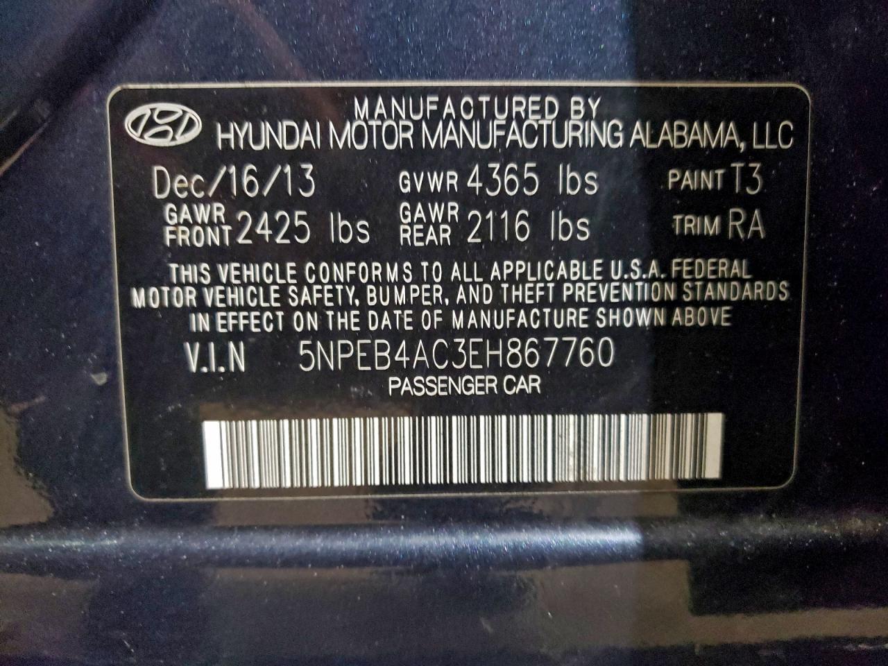 2014 HYUNDAI SONATA GLS photo 12