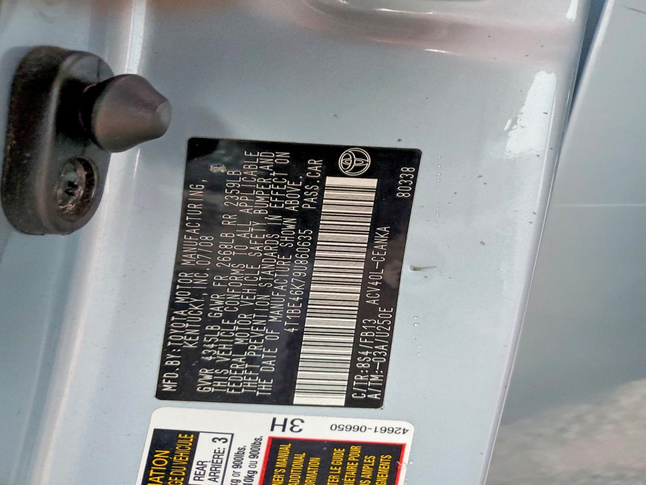 2009 TOYOTA CAMRY BASE photo 12