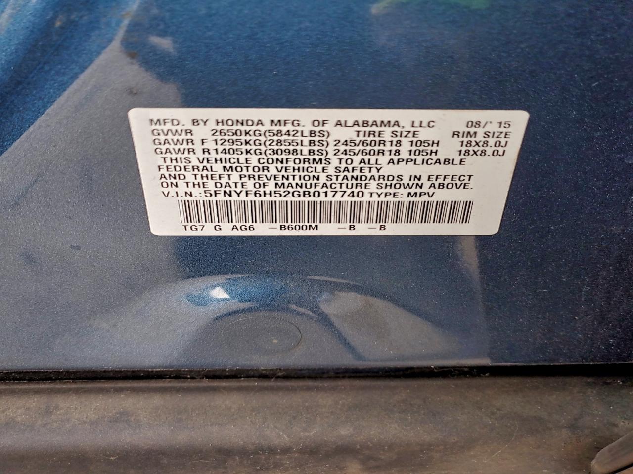 2016 HONDA PILOT EXL photo 13