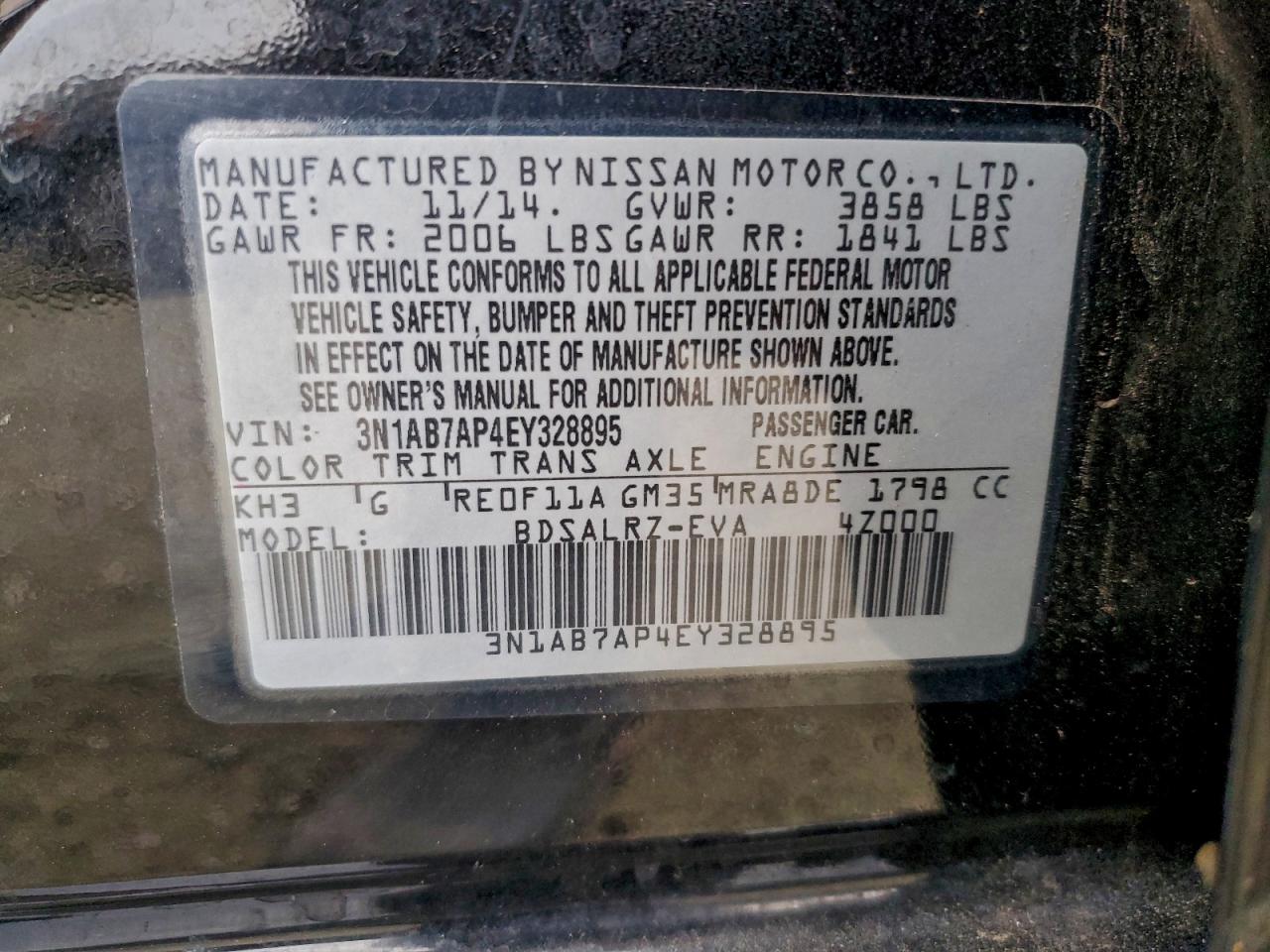 2014 NISSAN SENTRA S photo 12