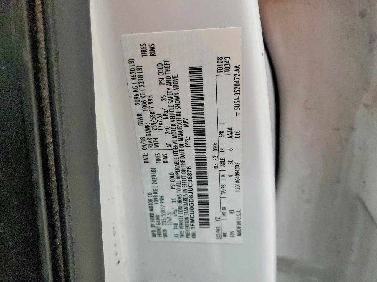 2018 FORD ESCAPE SE photo 13