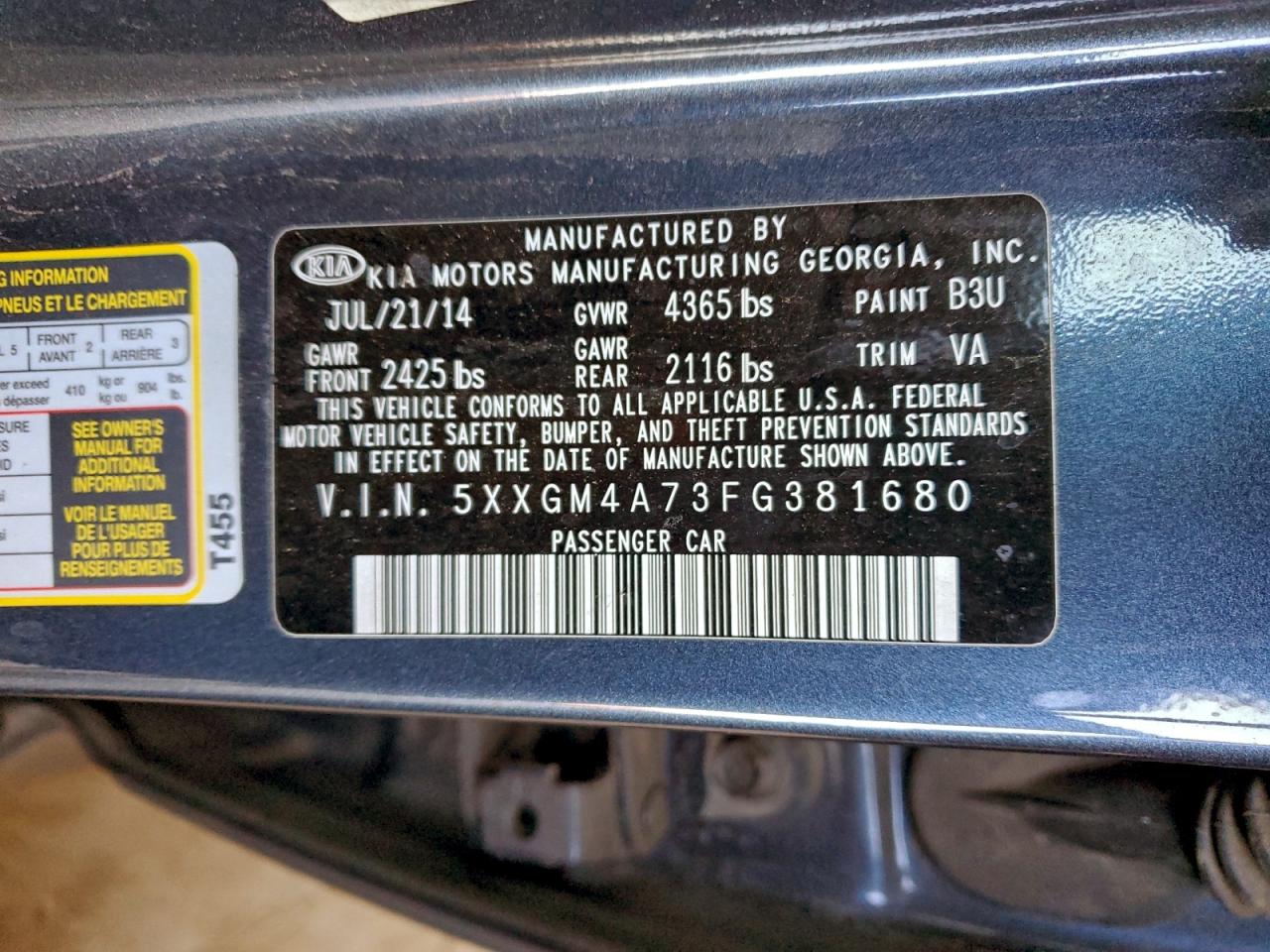 2015 KIA OPTIMA LX photo 12