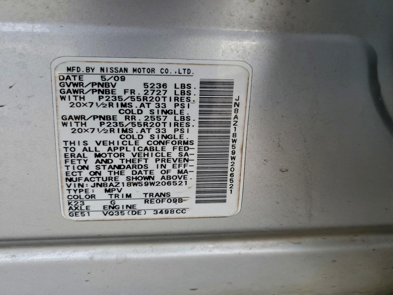 2009 NISSAN MURANO S photo 12
