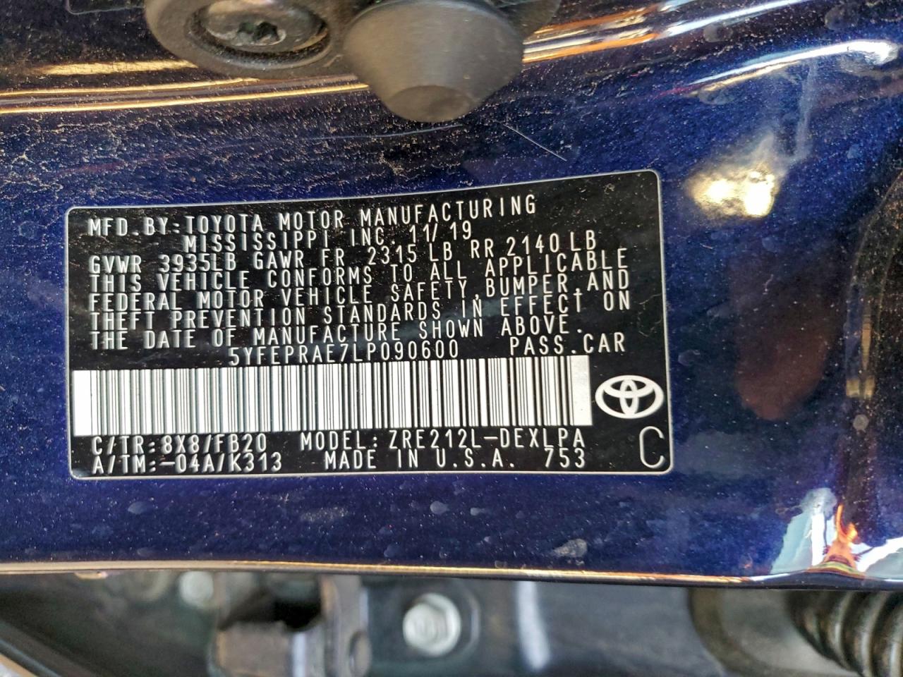2020 TOYOTA COROLLA LE photo 12