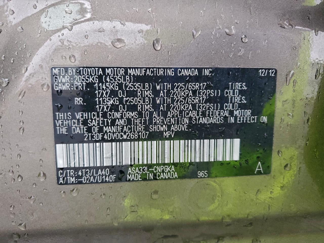 2012 TOYOTA RAV4 LIMITED photo 13