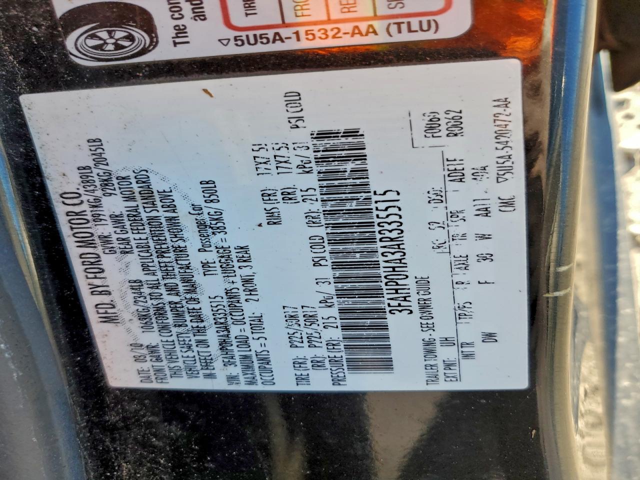 2010 FORD FUSION SE photo 12