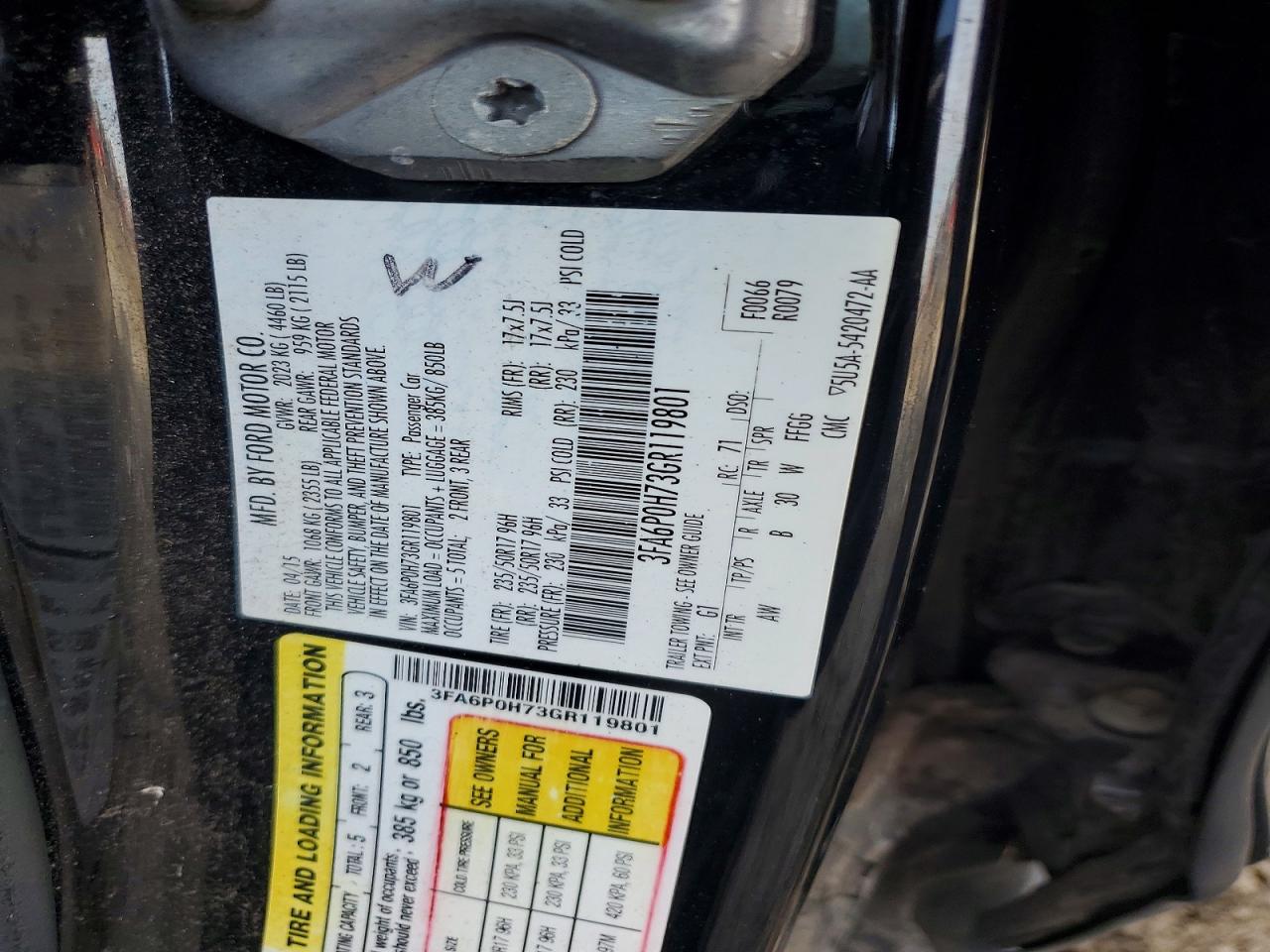 2016 FORD FUSION SE photo 13