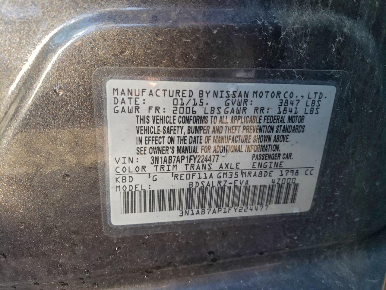 2015 NISSAN SENTRA S photo 12
