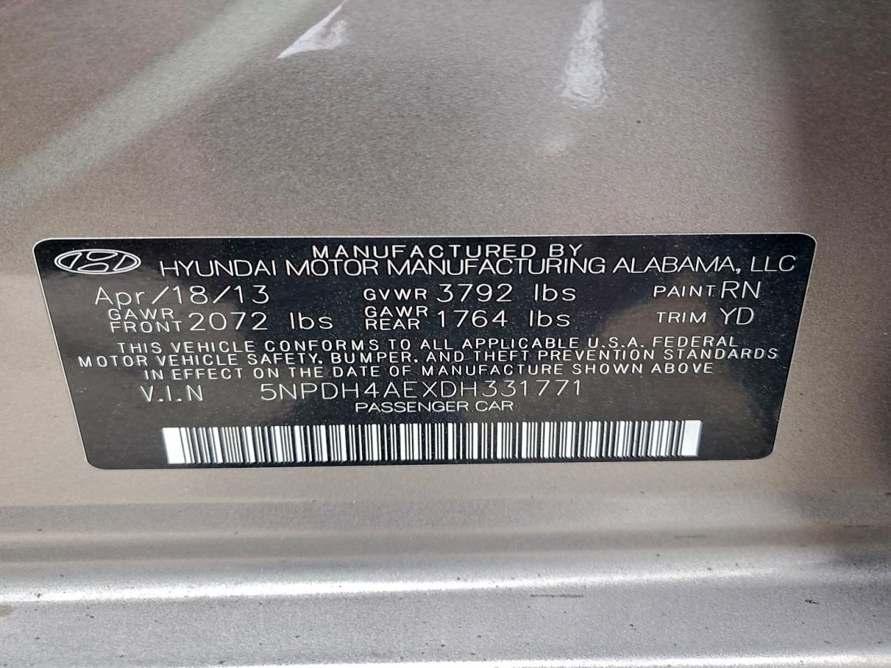 2013 HYUNDAI ELANTRA GLS photo 12