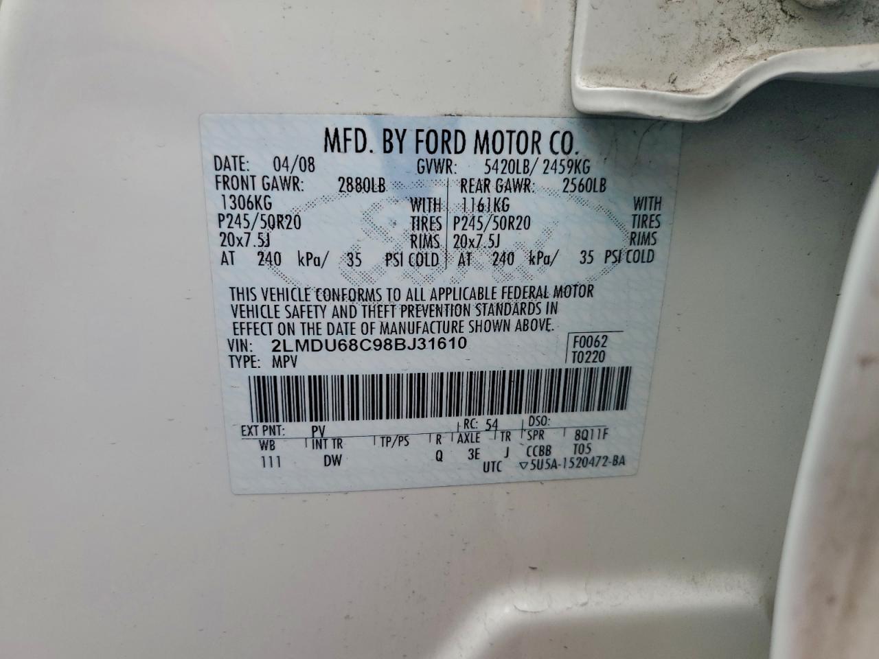 2008 LINCOLN MKX photo 12